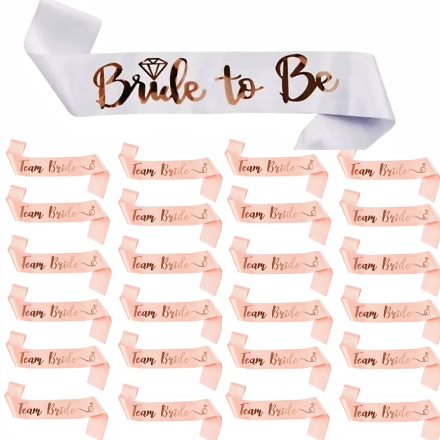 Bride Tribe Sash - 25 Stück/Set roségoldene Schleifengürtel, 1 weißer