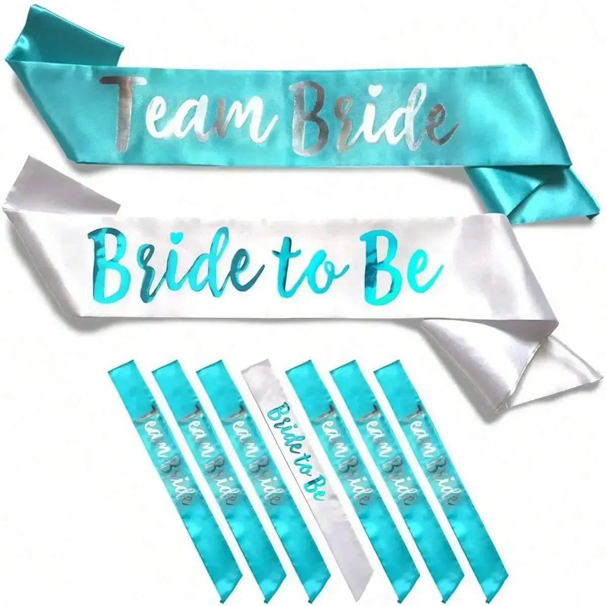 Bride Tribe Sash - 7-teiliges Schärpen-Set aus hellblauem Team Bride