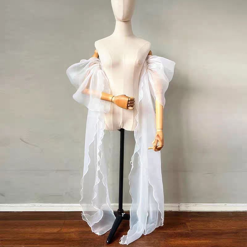 Wedding Dress Supply - Braut-Ärmel aus Organza, Abnehmbarer Flauschiger Langer