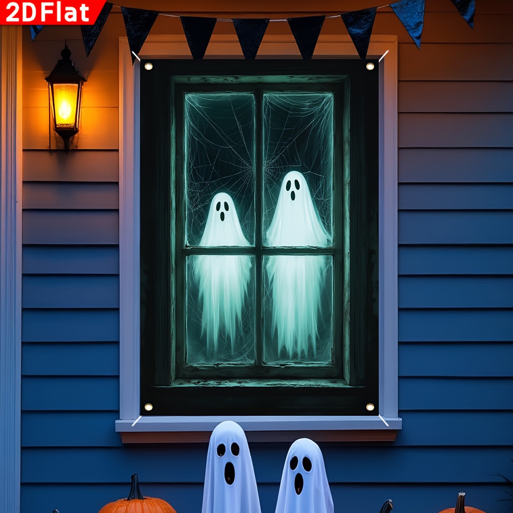 Wedding Power Supply - Horror-Halloween-Fensterbanner Geisterhaus-Dekoration Polyester Keine Stromversorgung erforderlich