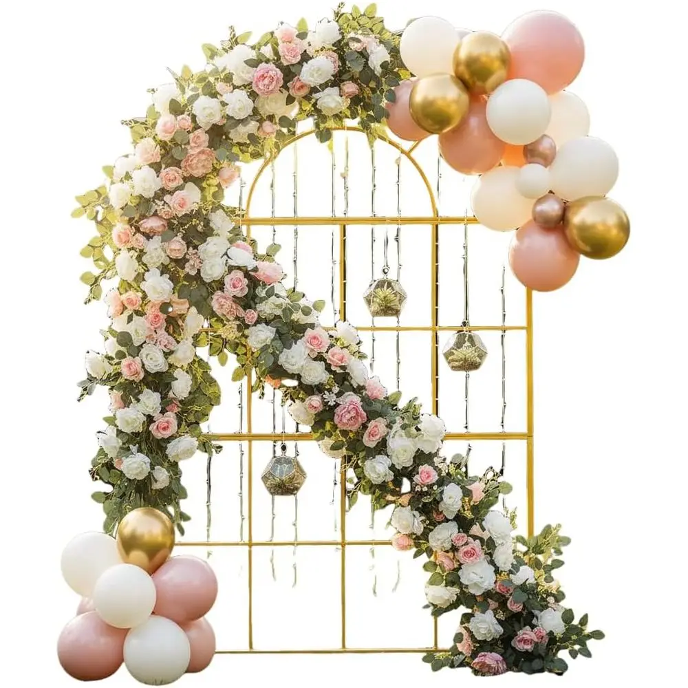 Wedding Balloon Arch - Goldene Metall-Hochzeitsbögen, 1,98 m hohe Zeremoniedekoration,