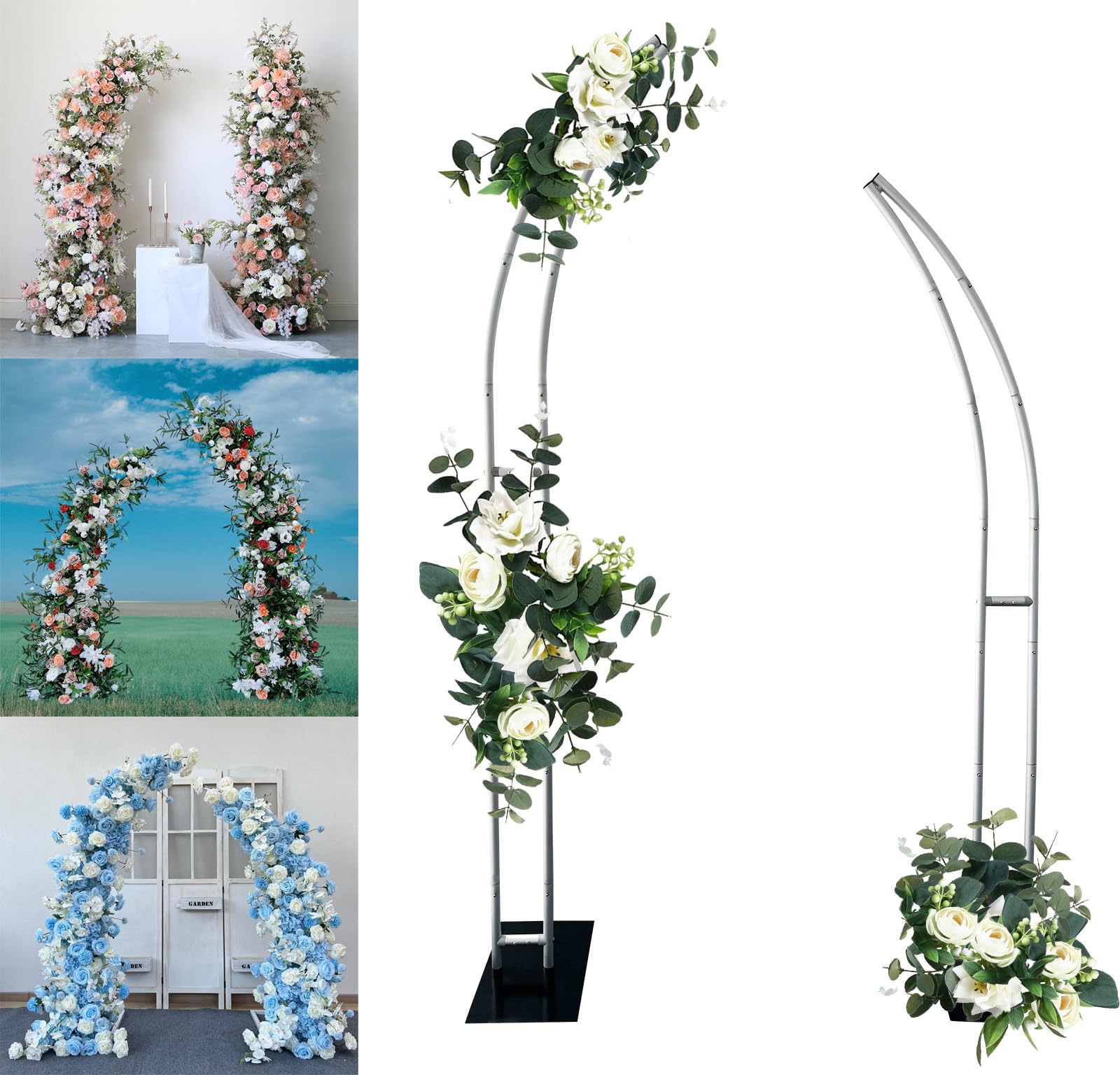 Wedding Balloon Arch - Halbbogen-Ballonständer, Blumenständer-Dekoration, gebogener Hochzeitsbogen-Hintergrundständer für Geburtstagsfeier,