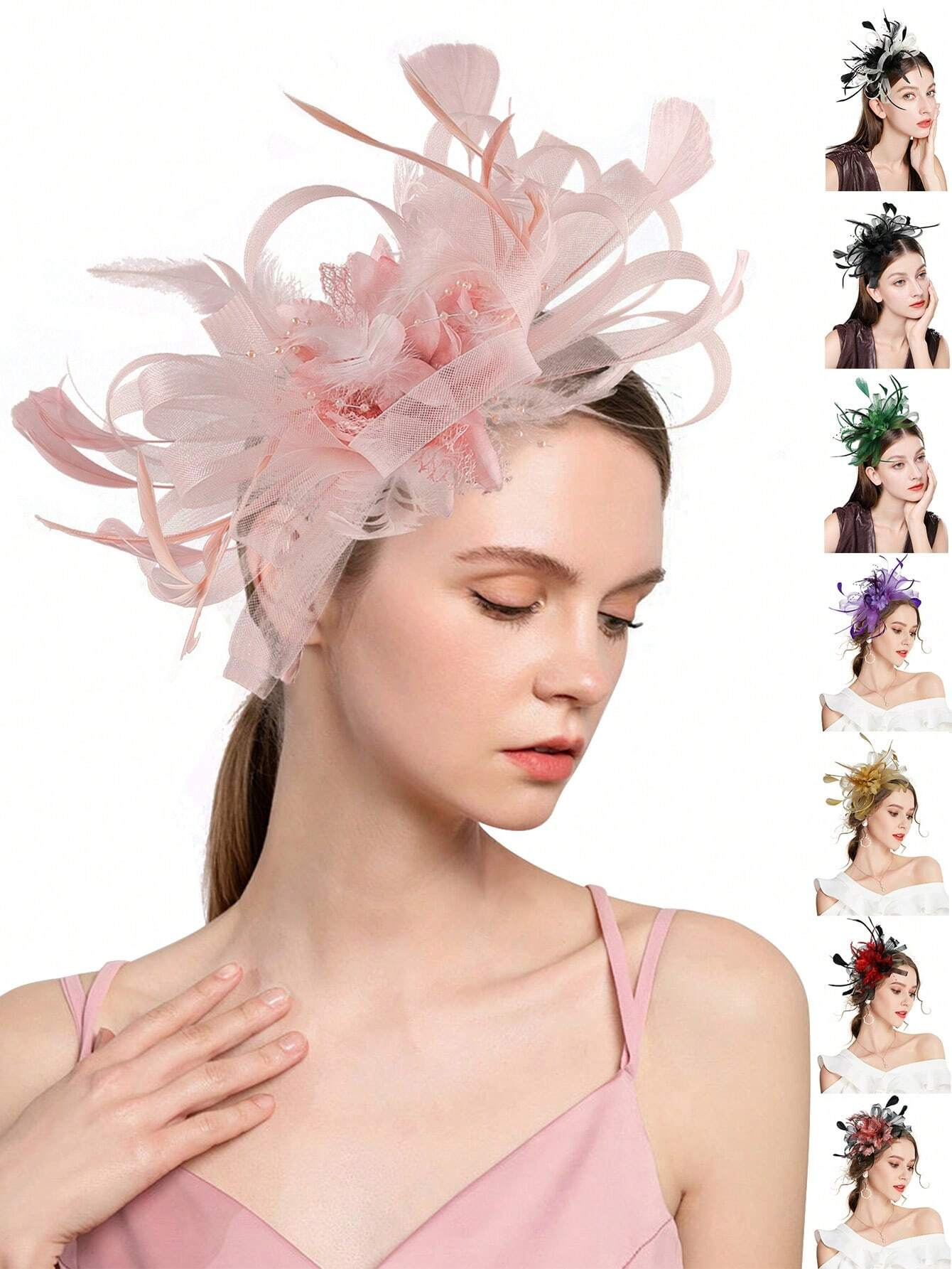 Wedding Dress Supply - 1 Stück Fascinator-Stirnband mit Feder, Damen-Teeparty-Hut