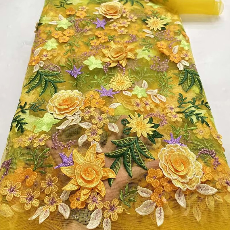Wedding Dress Supply - 90x130cm 3D Blumenbestickter Tüll-Spitzenstoff DIY Kleid