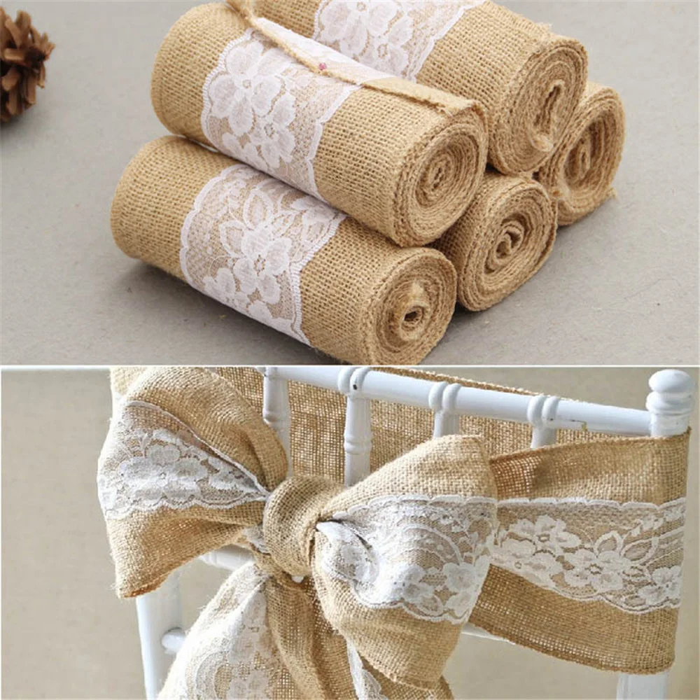 Supply Wedding Venue - 10PC Leinen Stuhl Zurück Dekoration Bogen