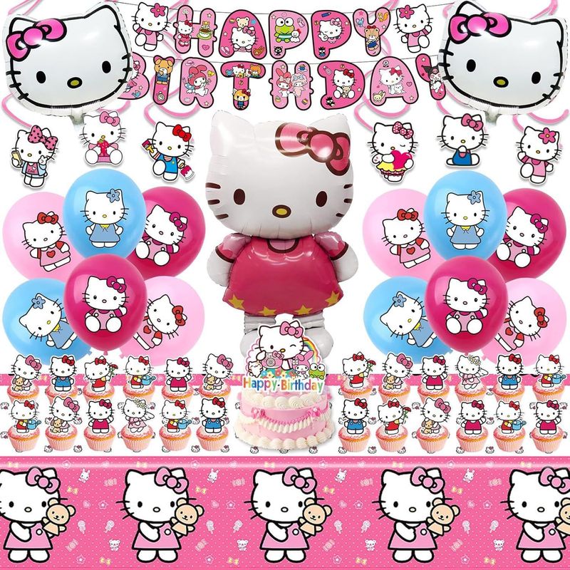 Confetti Balloon Set - Hello Kitty Partydekorationen: Geburtstagsbanner, Tortendekoration, Ballons,