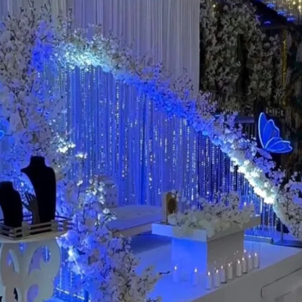 Wedding Balloon Arch - Acrylperlen-Bogen Künstlicher Blumenständer Hochzeitsbühne Willkommensgang Türhintergrund