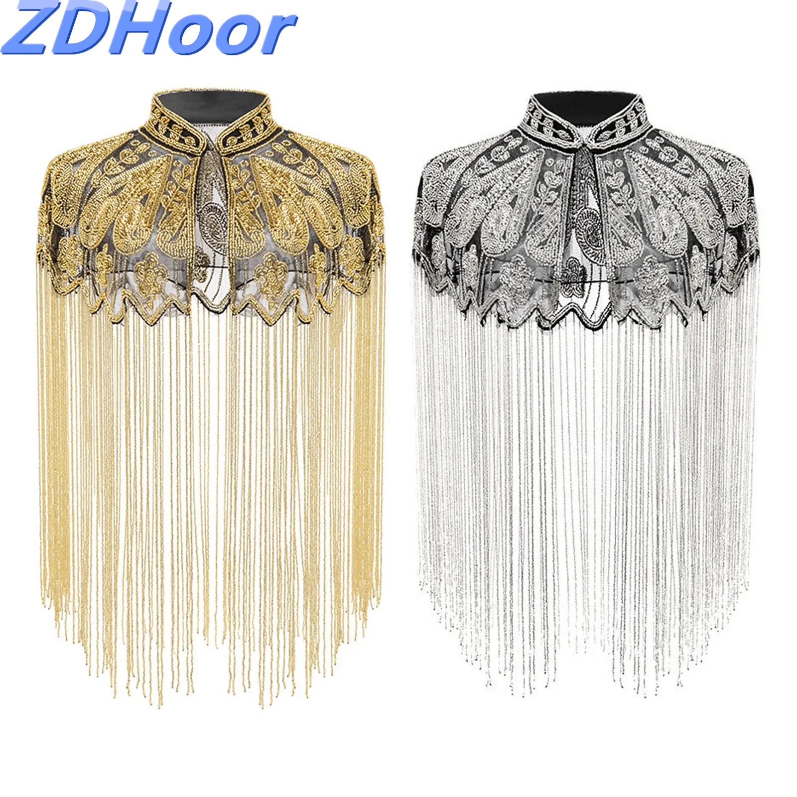 Wedding Dress Supply - Pailletten Perlen Abend Cape Frauen Fransen